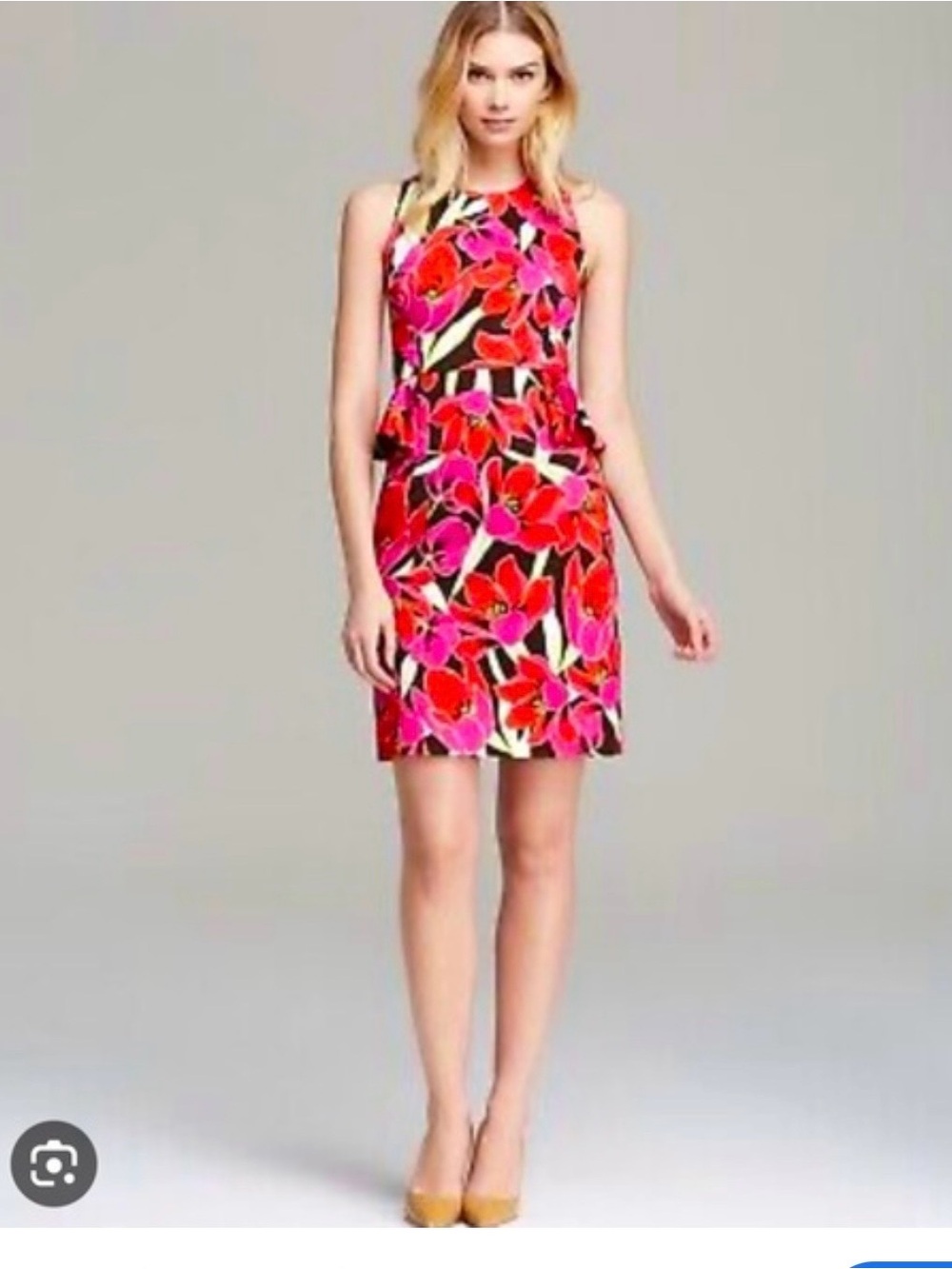 kate spade Pink and Red Floral Sleeveless Mini Dress